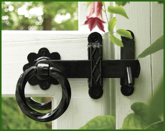 Twisted ring two-sided gate latch